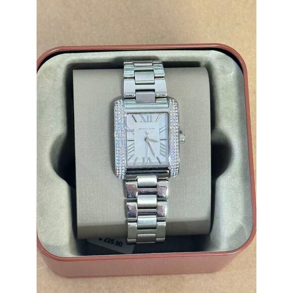 Michael Kors MK4642 Mini Emery Pave Silver-Tone Ladies Watch - Picture 1 of 5